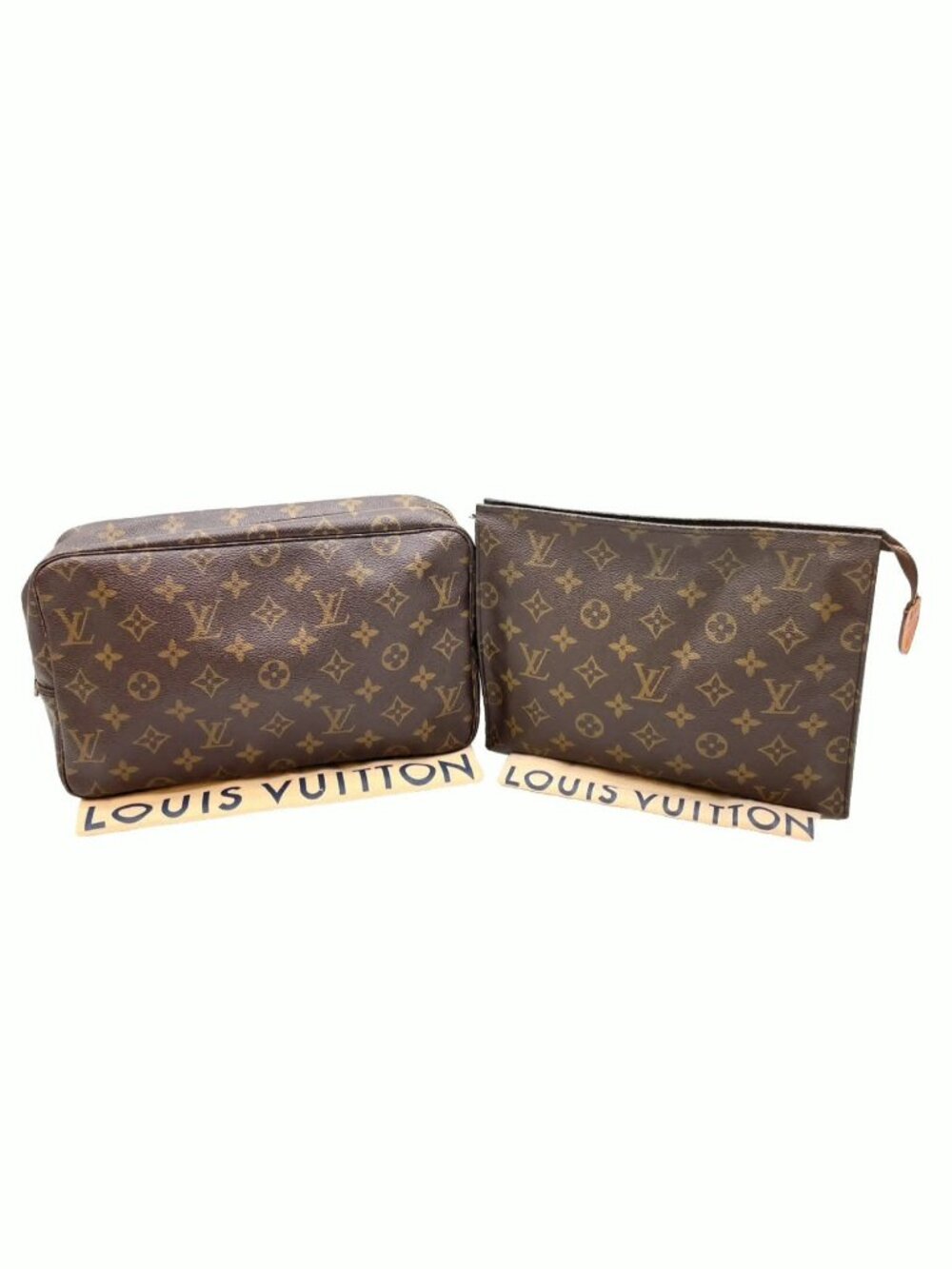 Authentic Louis Vuitton Trousse Toilette 28 and Poche 26 Canvas Cosmetic Pouch